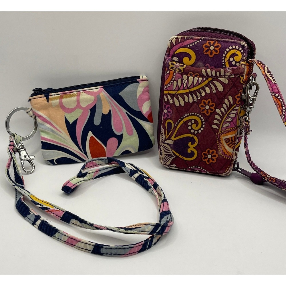 2 Vera Bradley Wristlet Wallet Coin Purse Set Patterned Organizers SEE PHOTOS‎